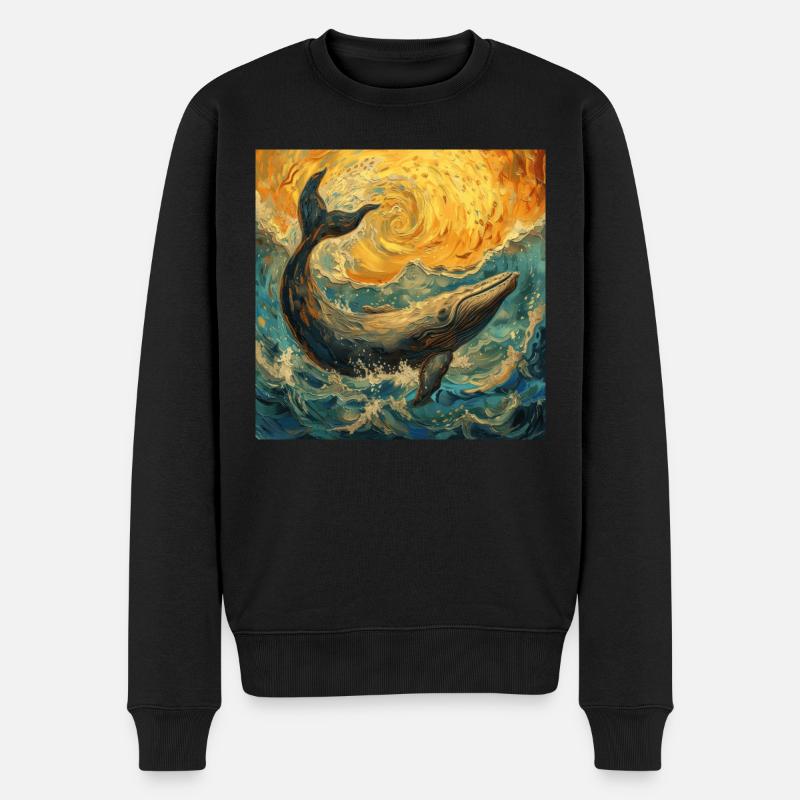 Poisson-baleine Van Gogh - Pull Premium bio Homme - noir