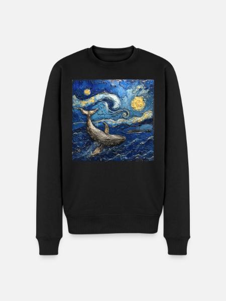 Whale Fish Van Gogh - Men's Premium Organic Jumper - black