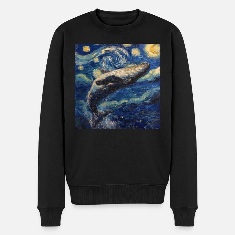 Poisson-baleine Van Gogh - Pull Premium bio Homme - noir