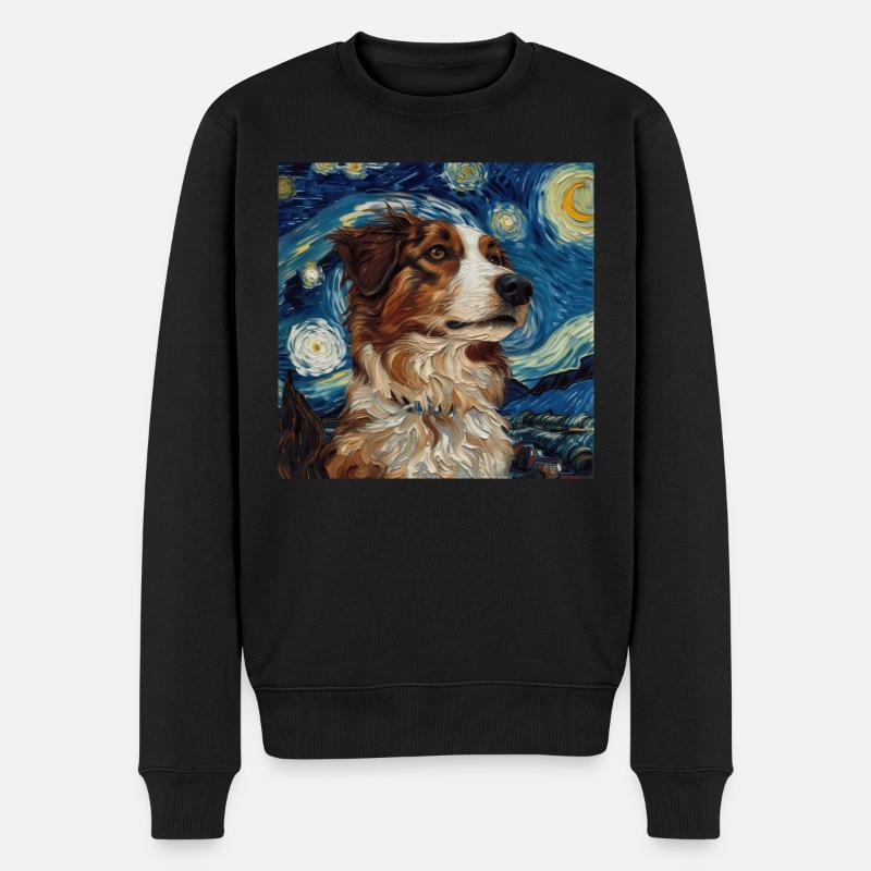 Berger Australien, chien, van gogh, nuit étoilée - Pull Premium bio Homme - noir