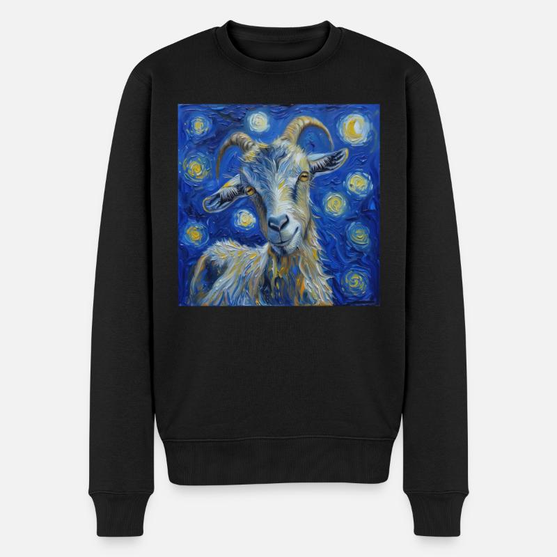 Ziege Van Gogh Sternennacht - Männer Premium Bio Pullover - Schwarz
