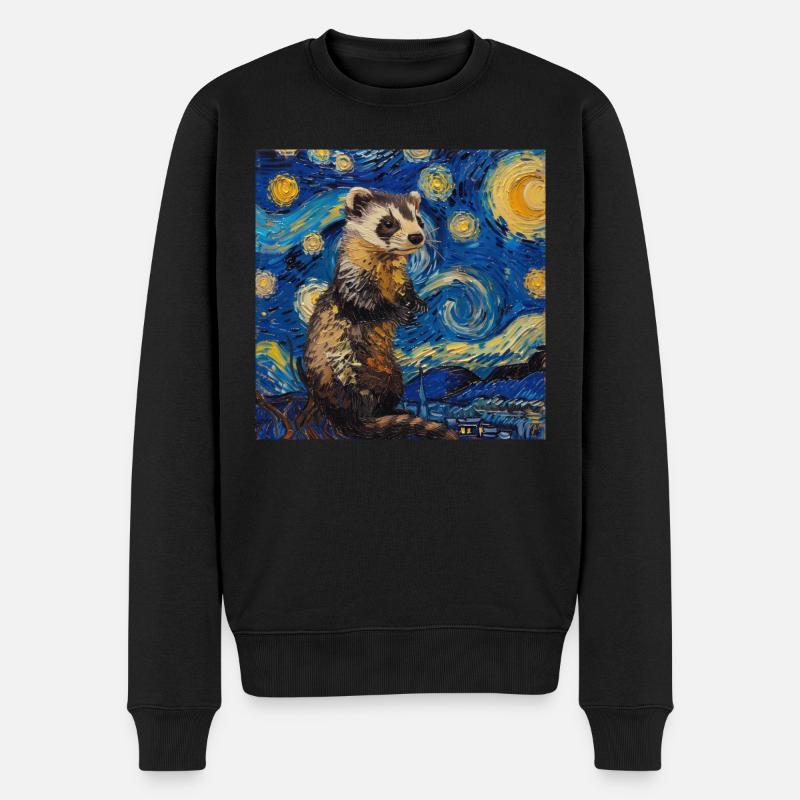 frettchen, Van Gogh, Geschenk - Männer Premium Bio Pullover - Schwarz