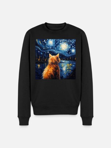 Cat, Cat Motif - Men's Premium Organic Jumper - black