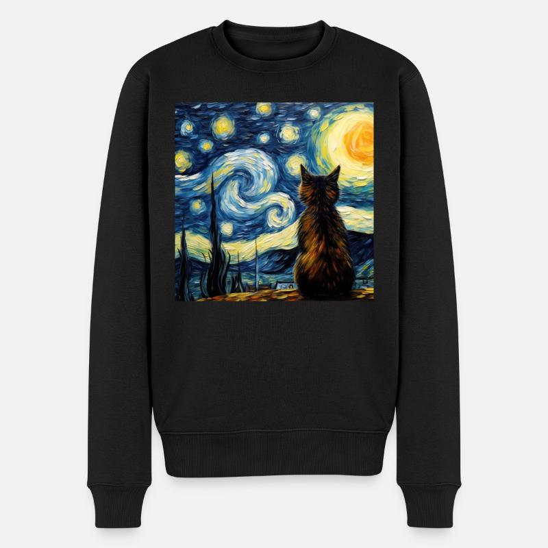 Katze, katzenmotiv - Männer Premium Bio Pullover - Schwarz