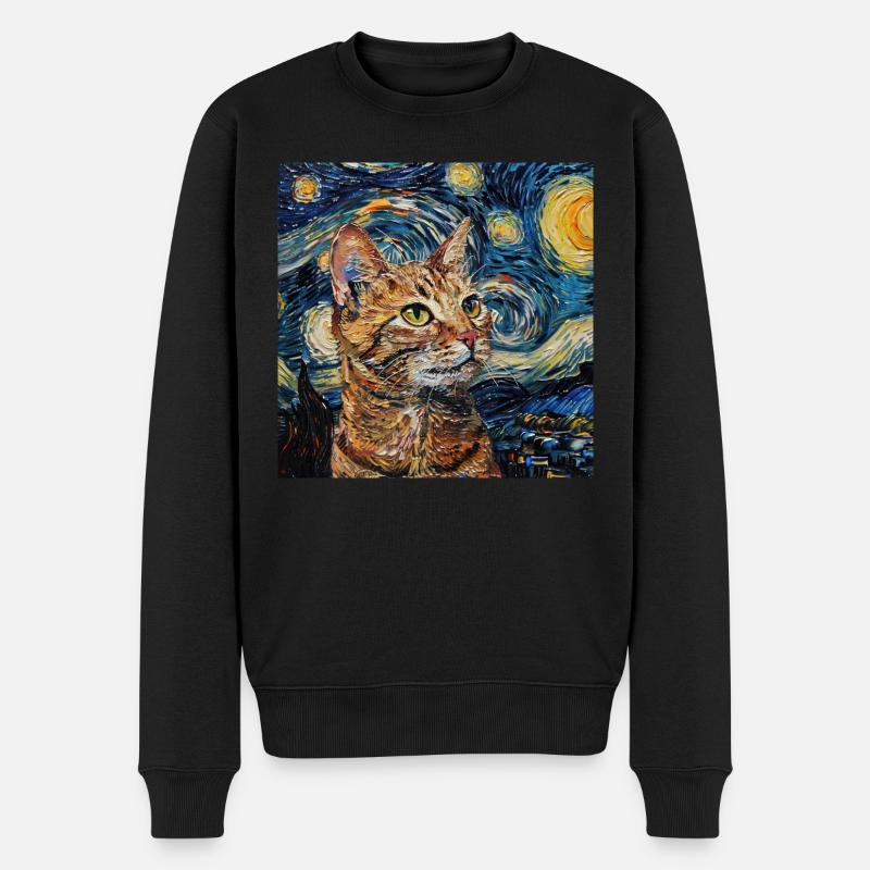 Katze, katzenmotiv - Männer Premium Bio Pullover - Schwarz