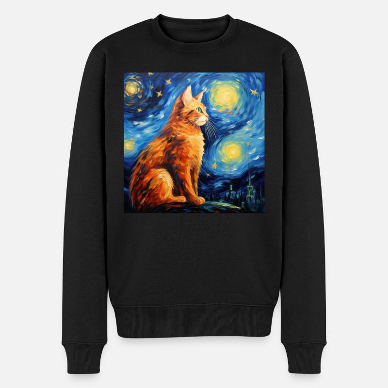 Katze, katzenmotiv - Männer Premium Bio Pullover - Schwarz