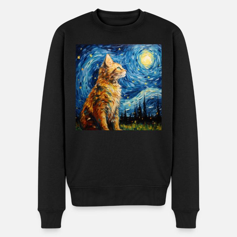 Katze, katzenmotiv - Männer Premium Bio Pullover - Schwarz