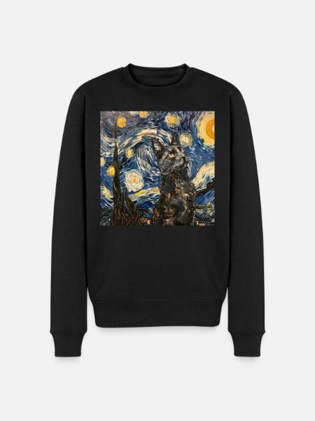 Katze, katzenmotiv - Männer Premium Bio Pullover - Schwarz
