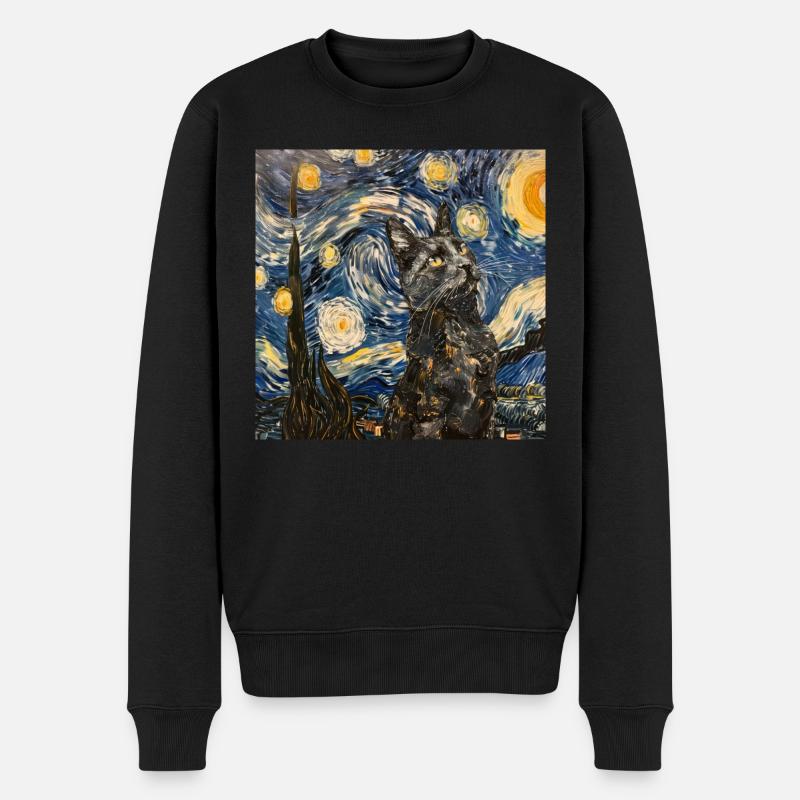 Katze, katzenmotiv - Männer Premium Bio Pullover - Schwarz