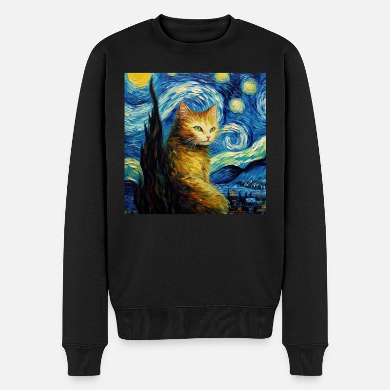 Katze, katzenmotiv - Männer Premium Bio Pullover - Schwarz