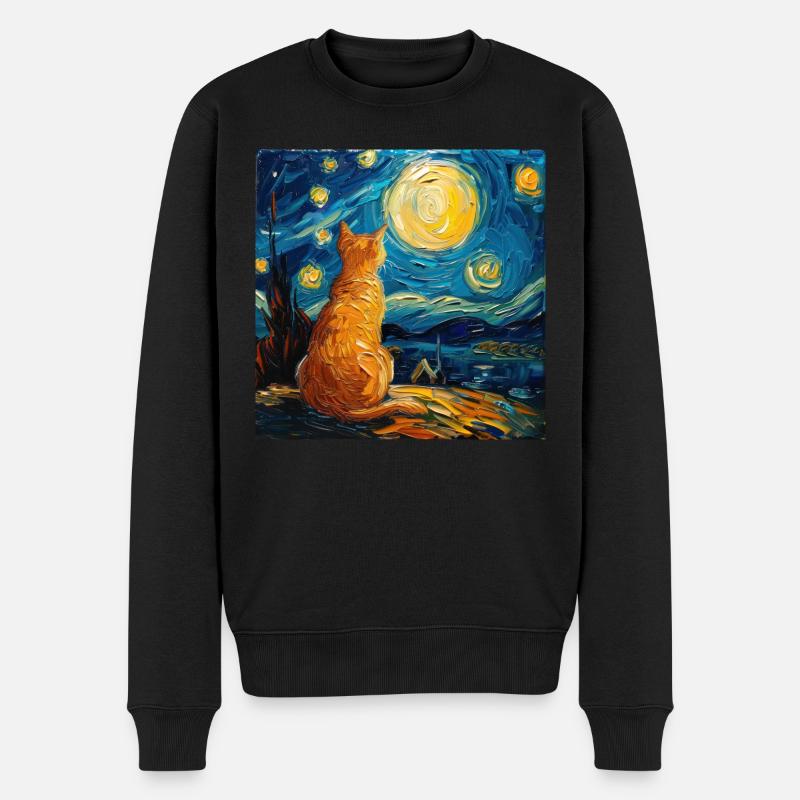 Katze, katzenmotiv - Männer Premium Bio Pullover - Schwarz