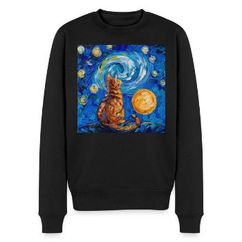 Katze, katzenmotiv - Männer Premium Bio Pullover - Schwarz - Vorne - Nico (187cm)