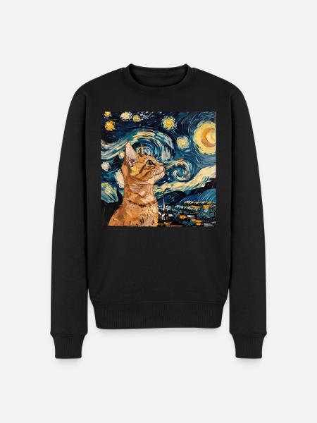 Katze, katzenmotiv - Männer Premium Bio Pullover - Schwarz