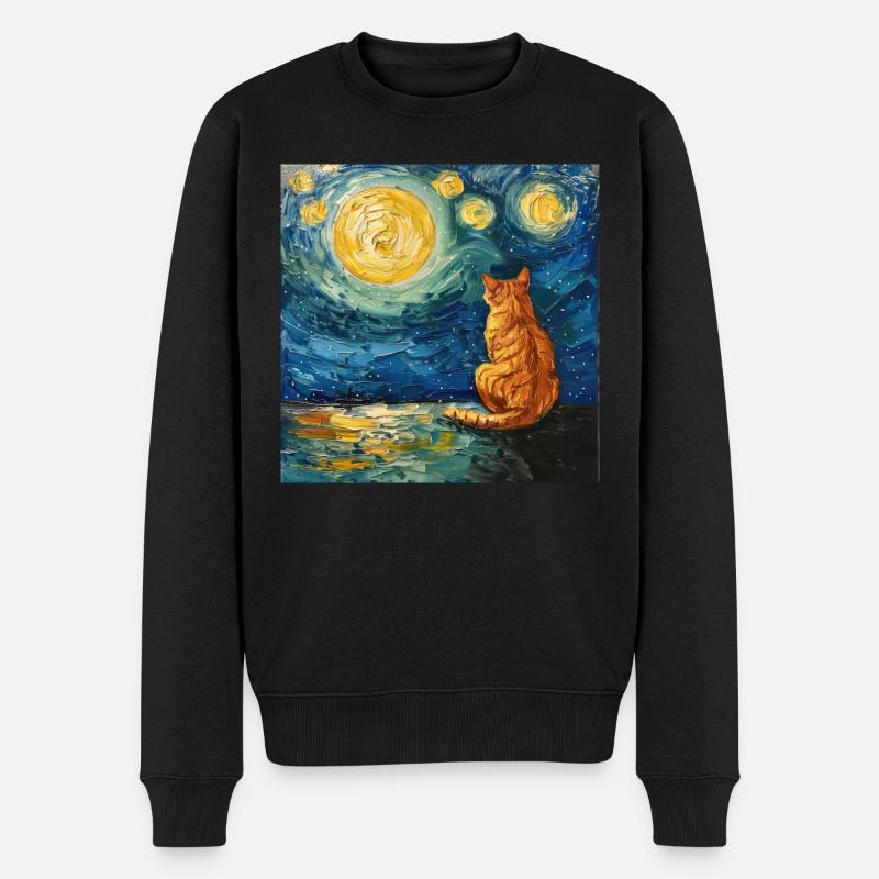 Katze, katzenmotiv - Männer Premium Bio Pullover - Schwarz