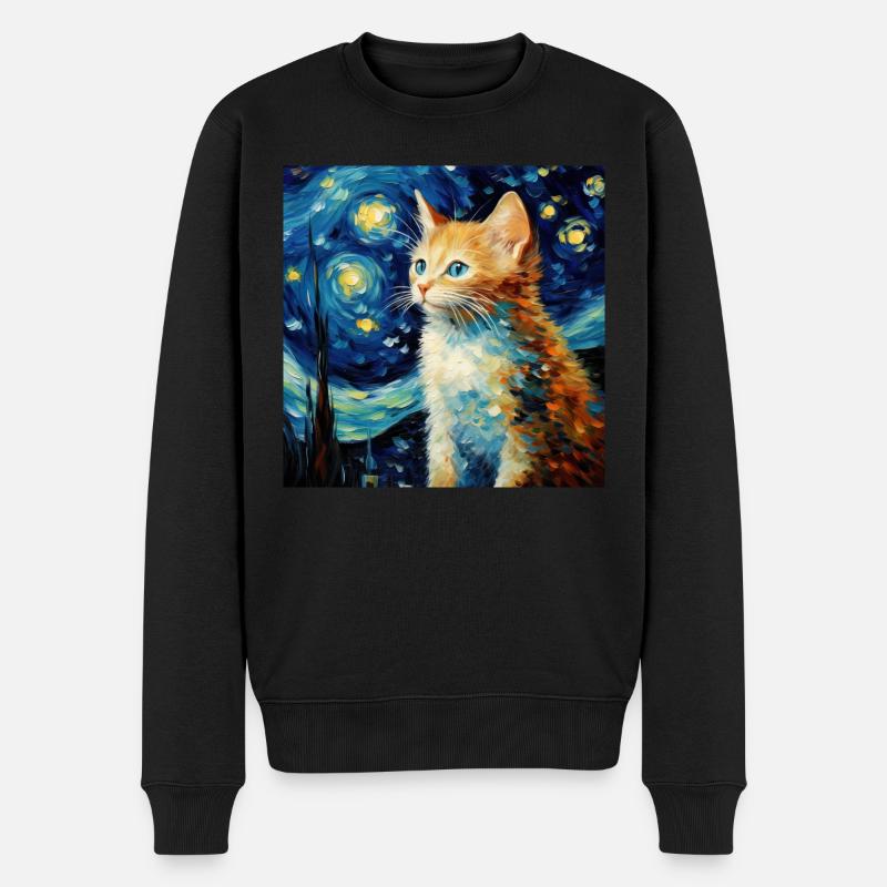 Katze, katzenmotiv - Männer Premium Bio Pullover - Schwarz