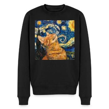 Katze, katzenmotiv - Männer Premium Bio Pullover - Schwarz - Vorne - Nico (187cm)