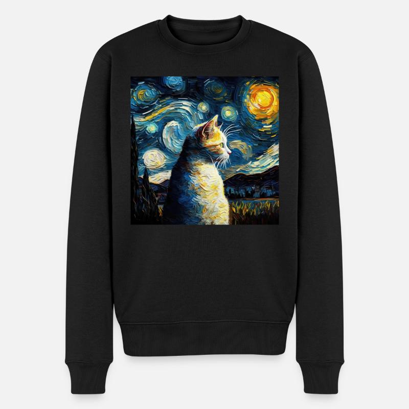 Katze, katzenmotiv - Männer Premium Bio Pullover - Schwarz