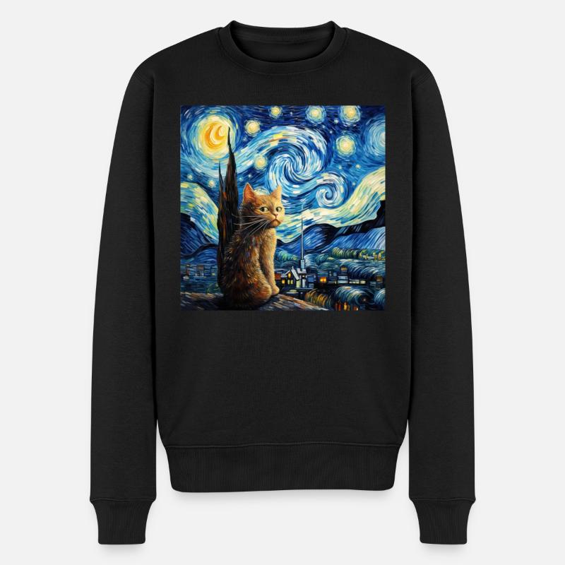 Katze, katzenmotiv - Männer Premium Bio Pullover - Schwarz