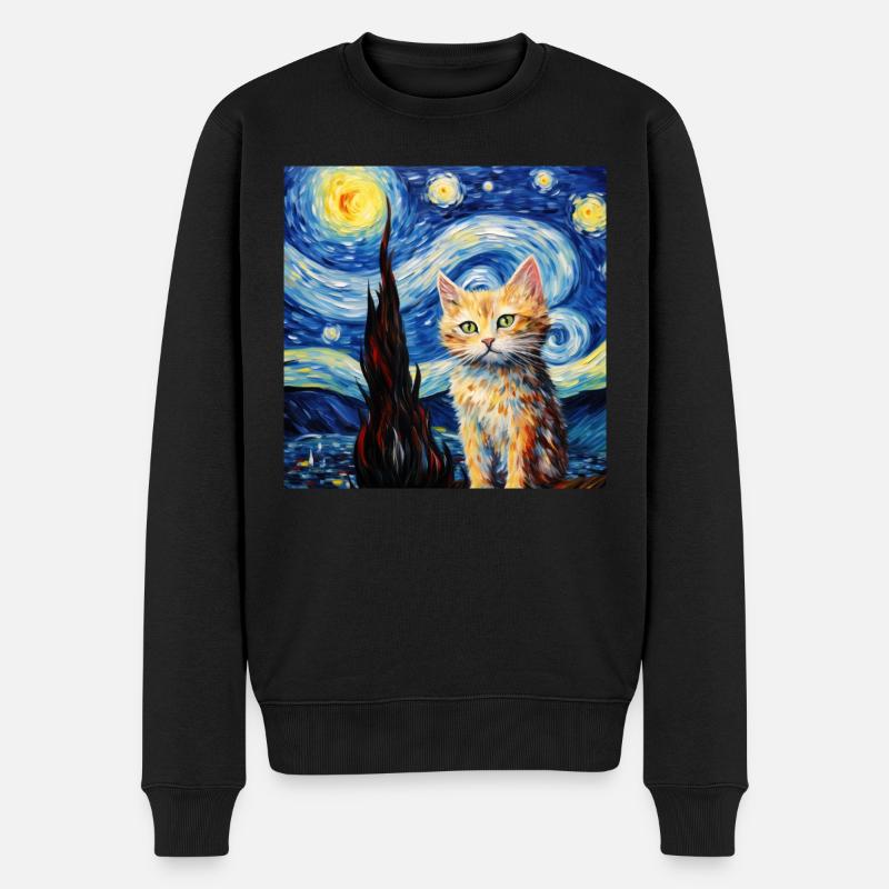 Chat, motif félin - Pull Premium bio Homme - noir