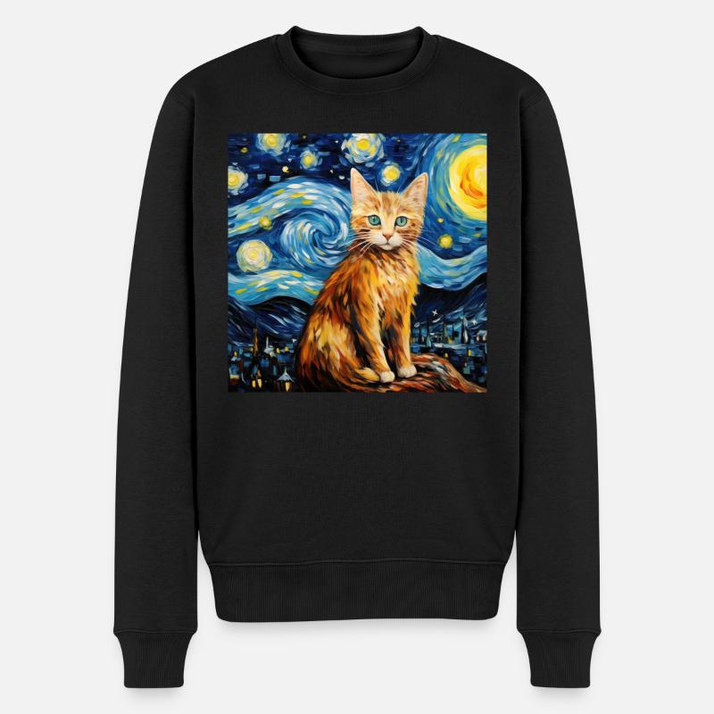 Katze, katzenmotiv - Männer Premium Bio Pullover - Schwarz