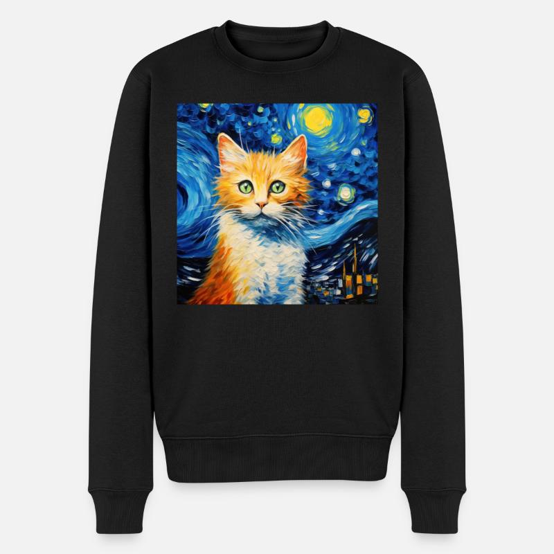 Katze, katzenmotiv - Männer Premium Bio Pullover - Schwarz