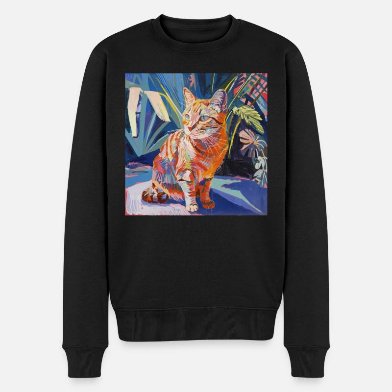 Katze, katzenmotiv, popart, geschenk, geschenkidee - Männer Premium Bio Pullover - Schwarz