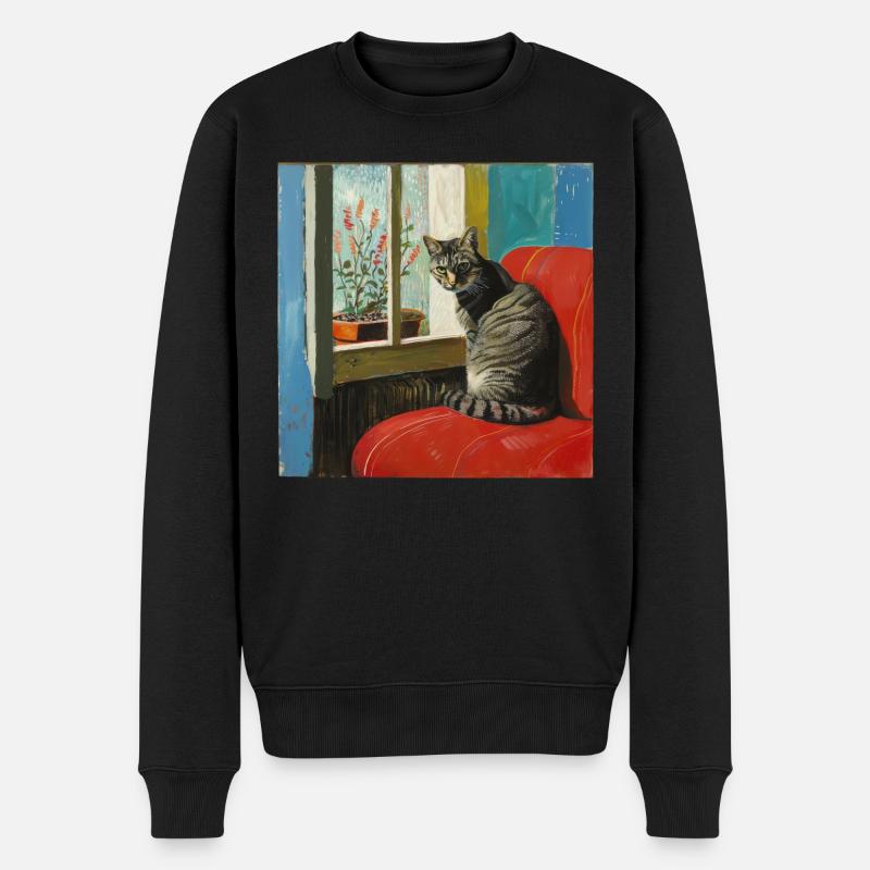 Katze, katzenmotiv, popart, geschenk, geschenkidee - Männer Premium Bio Pullover - Schwarz