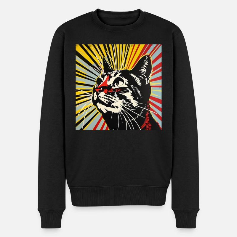 Katze, katzenmotiv, comic - Männer Premium Bio Pullover - Schwarz