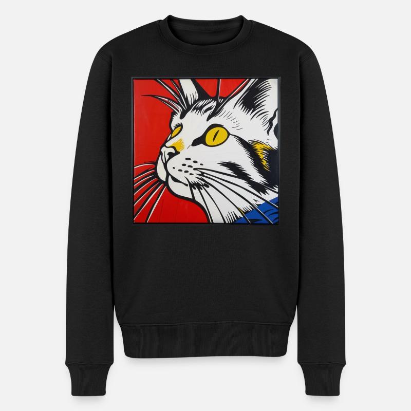 Cat, cat motif, comic - Men's Premium Organic Jumper - black