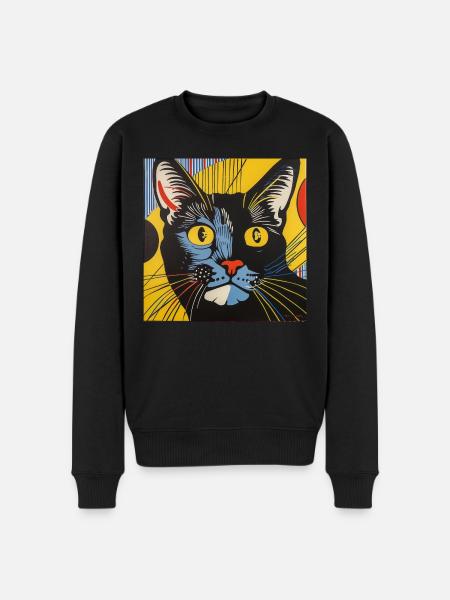 Cat, cat motif, comic - Men's Premium Organic Jumper - black