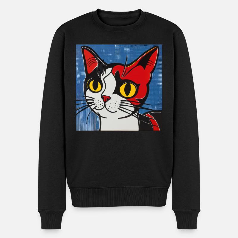Cat, cat motif, comic - Men's Premium Organic Jumper - black