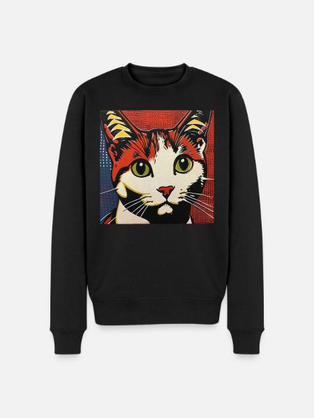 Katze, katzenmotiv, comic, geschenk, geschenkideen - Männer Premium Bio Pullover - Schwarz