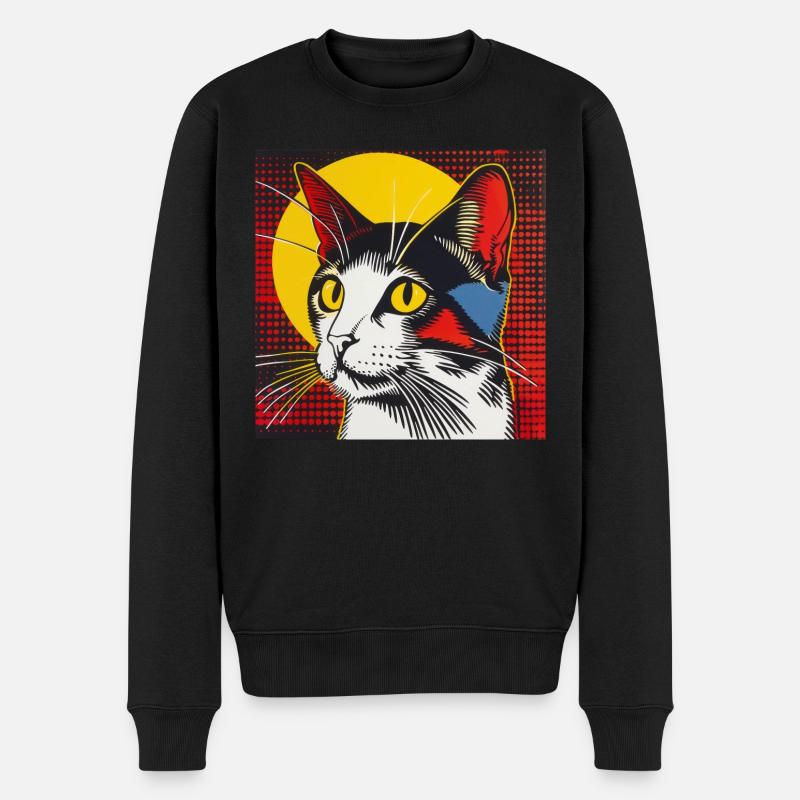 Katze, katzenmotiv - Männer Premium Bio Pullover - Schwarz