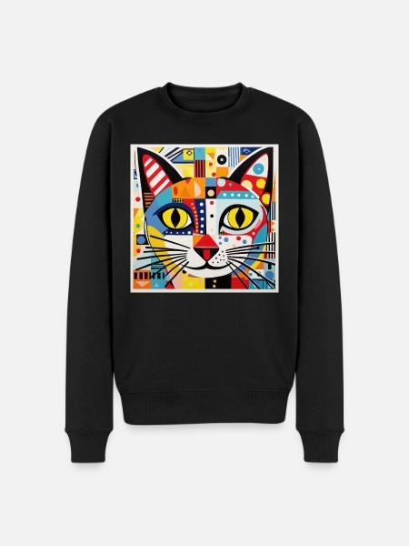 Katze, katzenmotiv - Männer Premium Bio Pullover - Schwarz