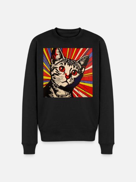 Cat, Cat Motif - Men's Premium Organic Jumper - black