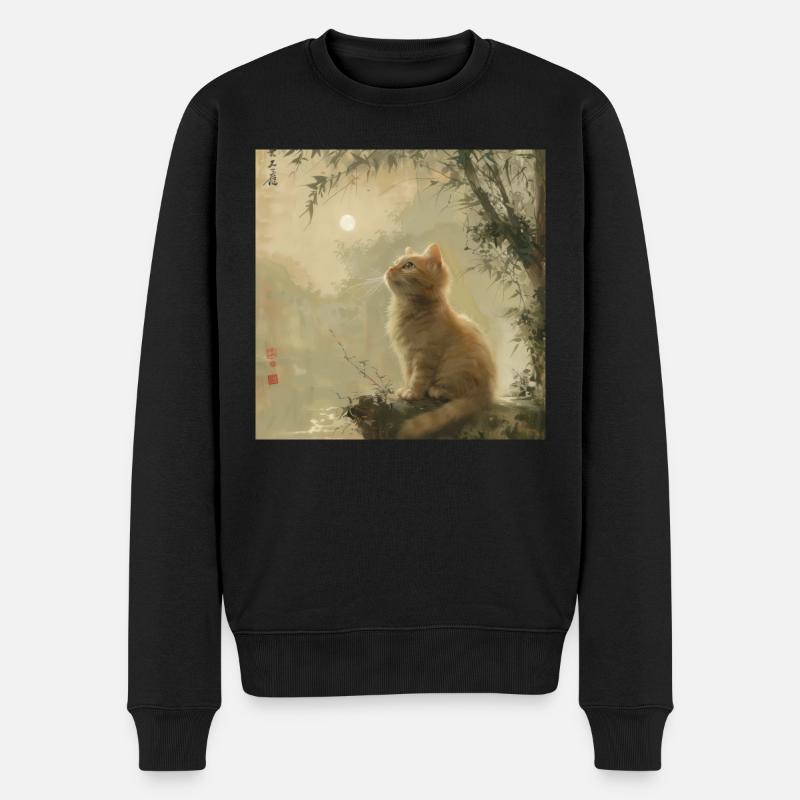 Katze, katzenmotiv - Männer Premium Bio Pullover - Schwarz