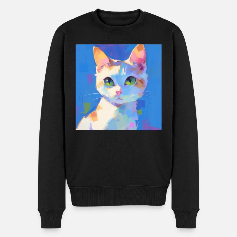 Katze, katzenmotiv - Männer Premium Bio Pullover - Schwarz
