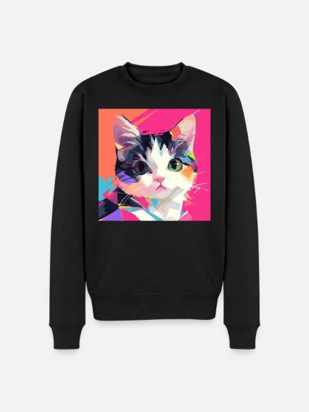 Cat, Cat Motif - Men's Premium Organic Jumper - black