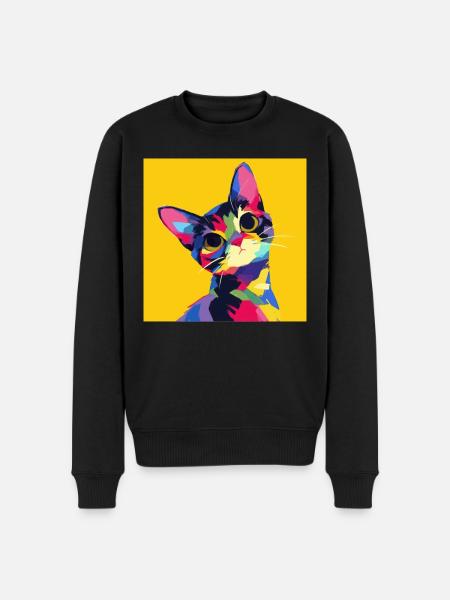 Cat, Cat Motif - Men's Premium Organic Jumper - black