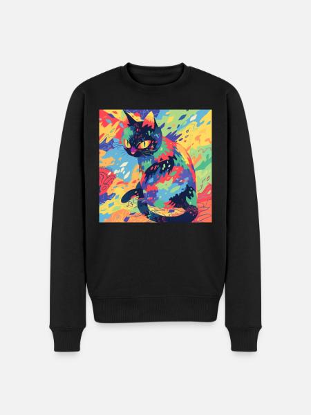 Cat, Cat Motif - Men's Premium Organic Jumper - black
