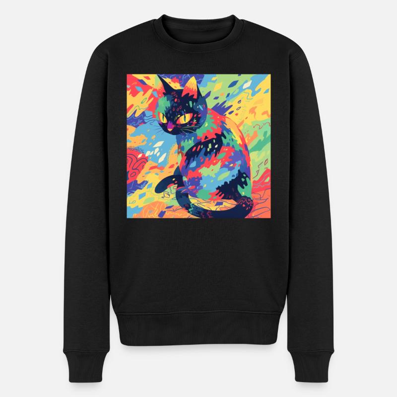 Katze, katzenmotiv - Männer Premium Bio Pullover - Schwarz