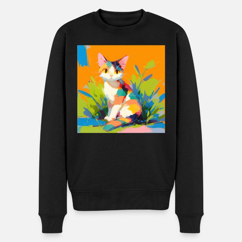 Katze, katzenmotiv - Männer Premium Bio Pullover - Schwarz