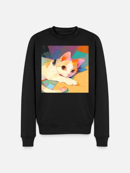 Cat, Cat Motif - Men's Premium Organic Jumper - black