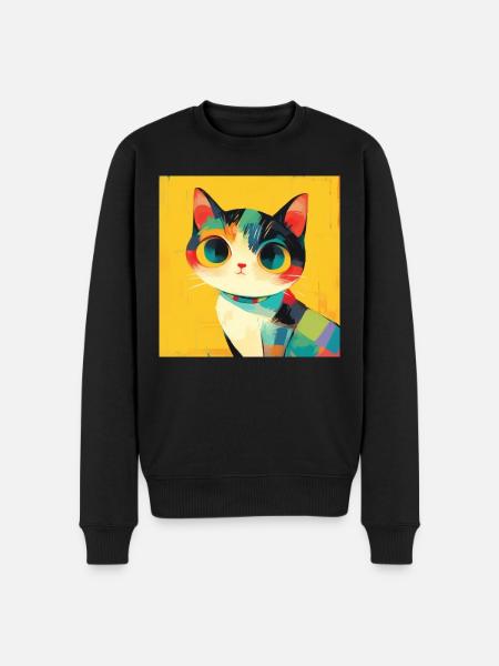 Katze, katzenmotiv - Männer Premium Bio Pullover - Schwarz