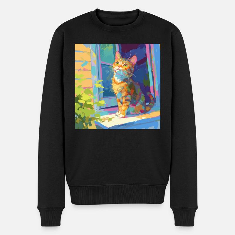 Katze, katzenmotiv - Männer Premium Bio Pullover - Schwarz