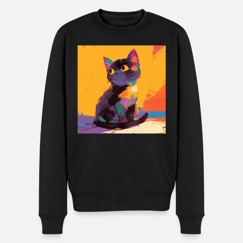 Katze, katzenmotiv - Männer Premium Bio Pullover - Schwarz