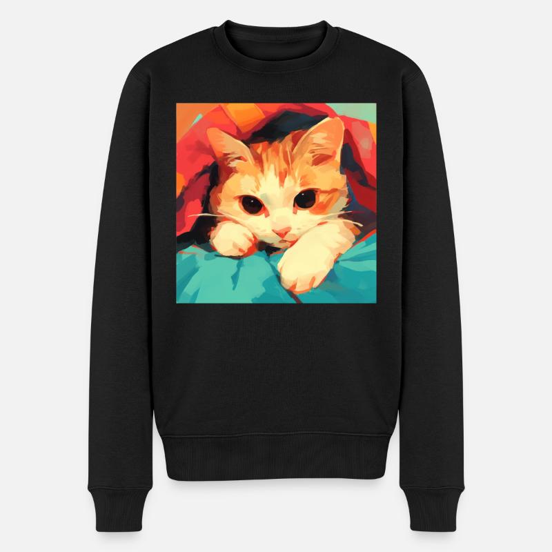 Chat, Motif De Chat - Pull Premium bio Homme - noir