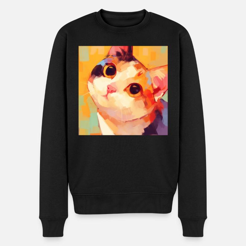 Katze, katzenmotiv - Männer Premium Bio Pullover - Schwarz