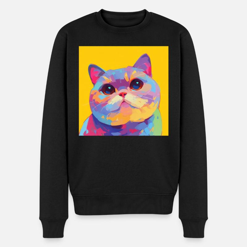 Katze, katzenmotiv - Männer Premium Bio Pullover - Schwarz