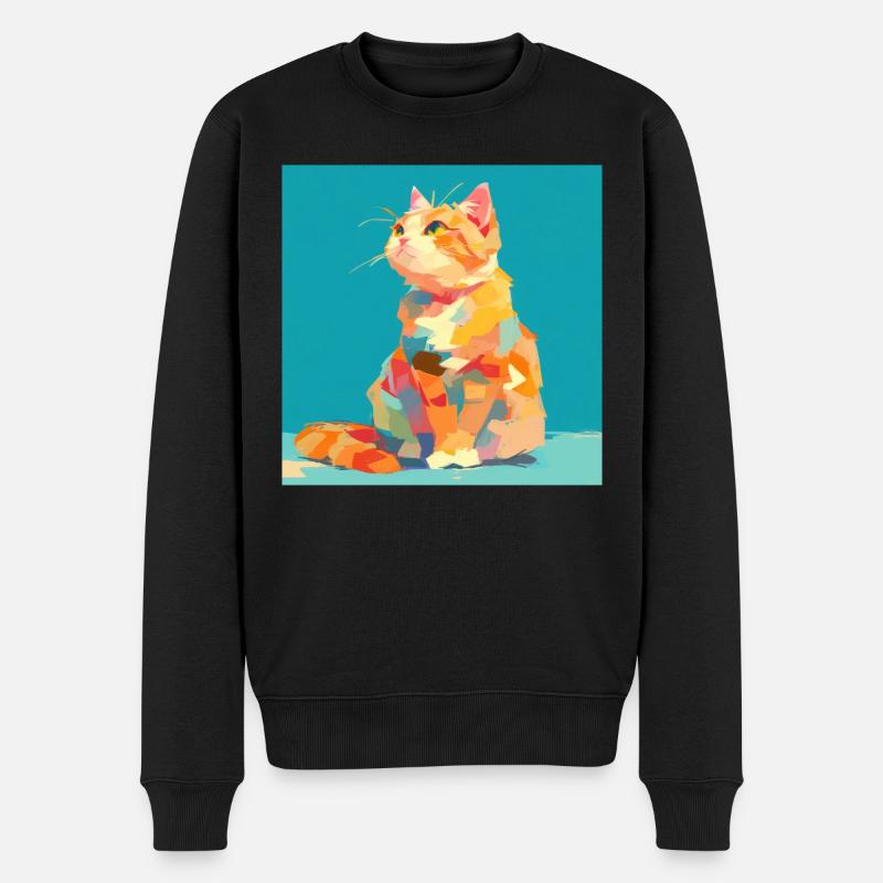 Katze, katzenmotiv - Männer Premium Bio Pullover - Schwarz